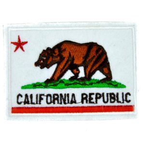 California Republic Flag Patch Embroidered Iron On Applique Bear State Badge